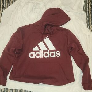 Adidas Burgundy Hoodie with White Logo.  Size XL. Gently Used.